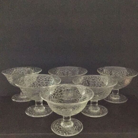 Sherbet glass cups by LE Smith crackle design set of seven - Picture 1 of 5